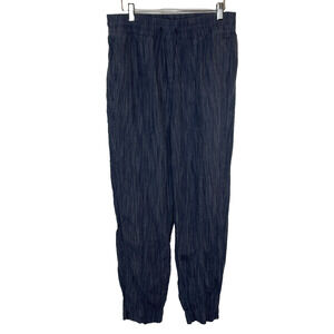 Women's Small Athleta Retreat Linen Ankle Pant Navy Blue Jogger 100% Linen